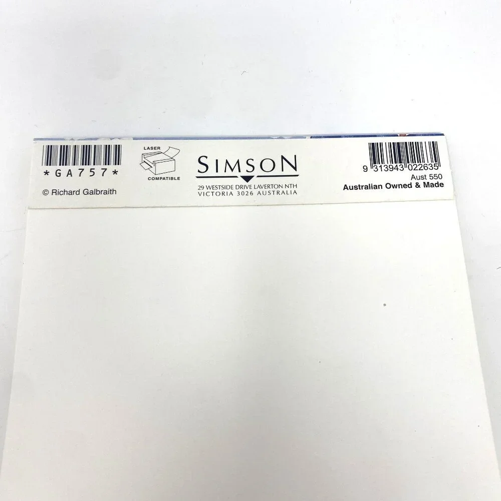 Vintage Simson Richard Galbraith Australia Print Writing Paper Pad 24 Sheets